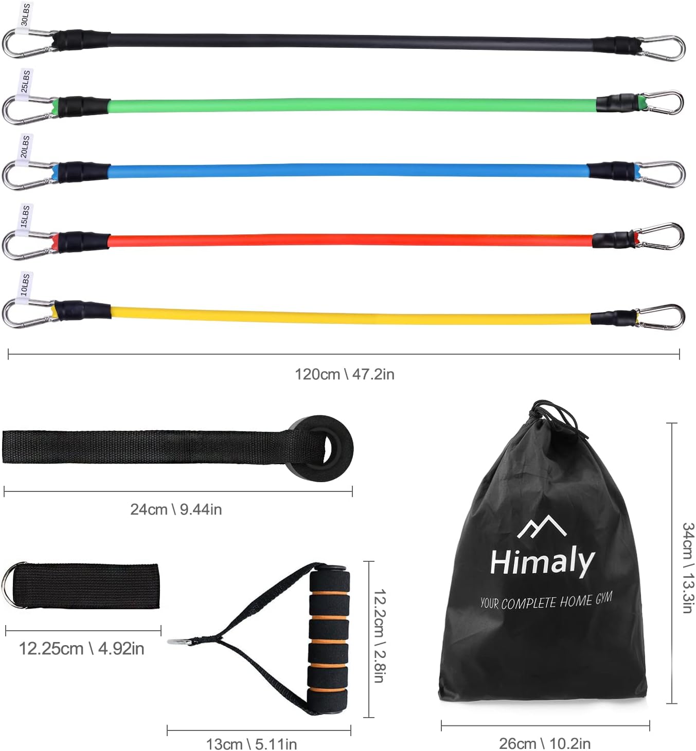 Resistance Bands Set – Strength Training Exercise Bands with Handles, Ankle Straps, Door Anchor & Carry Bag for Home & Outdoor Workouts