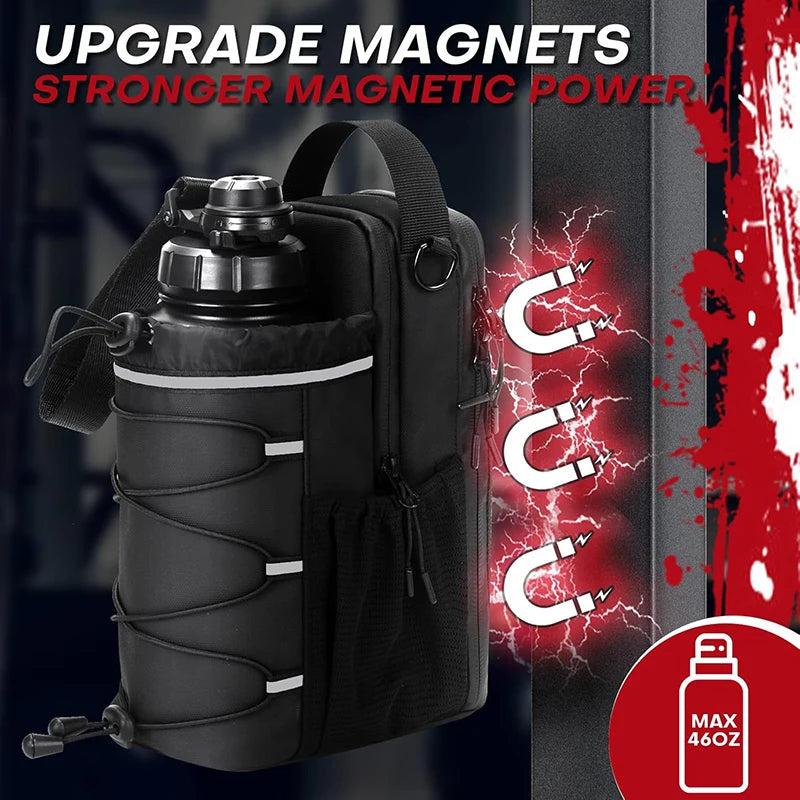 Large Capacity Water Bottle Carrier Bag – Magnetic Hanging Gym Bag with Phone Pocket