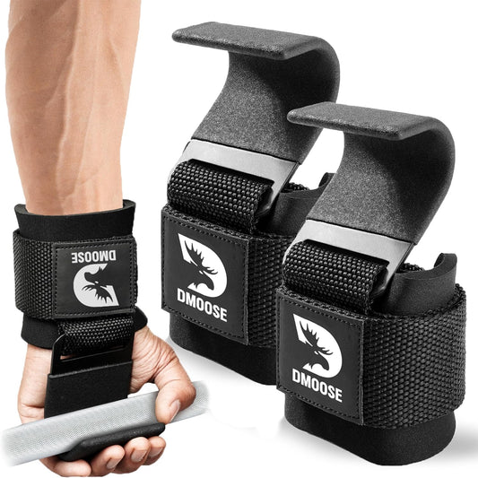 Weight Lifting Hooks (Pair) – Heavy Duty Wrist Straps with Padded Support for Deadlifts, Pull-Ups, Rows & Shrugs – Anti-Slip Nylon Hand Grips for Strength Training & Gym Workouts