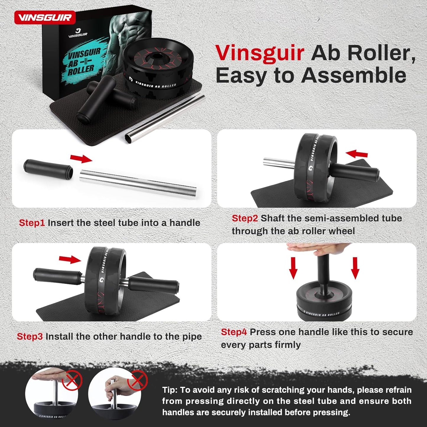 Ab Roller Wheel with Knee Pad – Core & Ab Workout Equipment for Home Gym and Full-Body Training