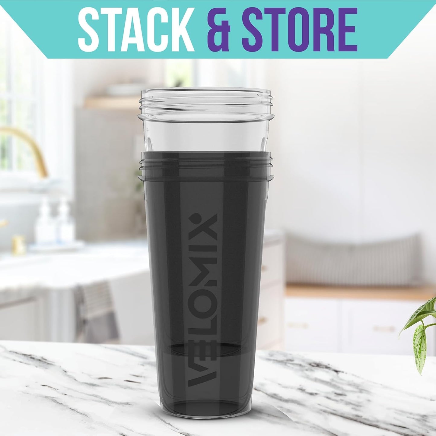 2-Pack Protein Shaker Bottles – 28oz Leak-Proof Shakers with Wire Whisk for Protein Shakes (Black/Transparent)