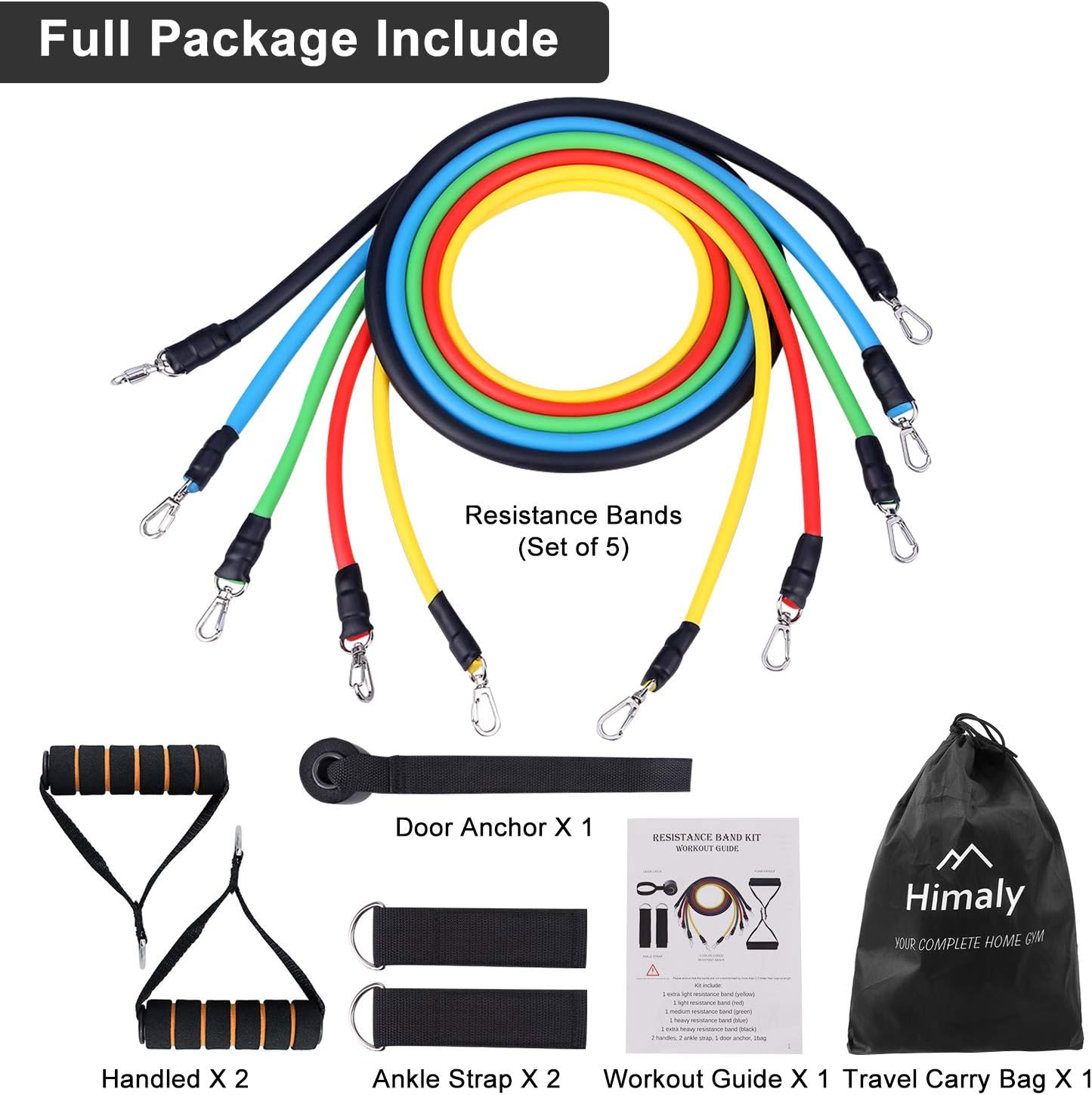 Resistance Bands Set – Strength Training Exercise Bands with Handles, Ankle Straps, Door Anchor & Carry Bag for Home & Outdoor Workouts