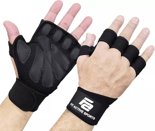 Ventilated Weight Lifting Gloves with Wrist Wraps – Gym & Cross-Training Hand Support for Men & Women