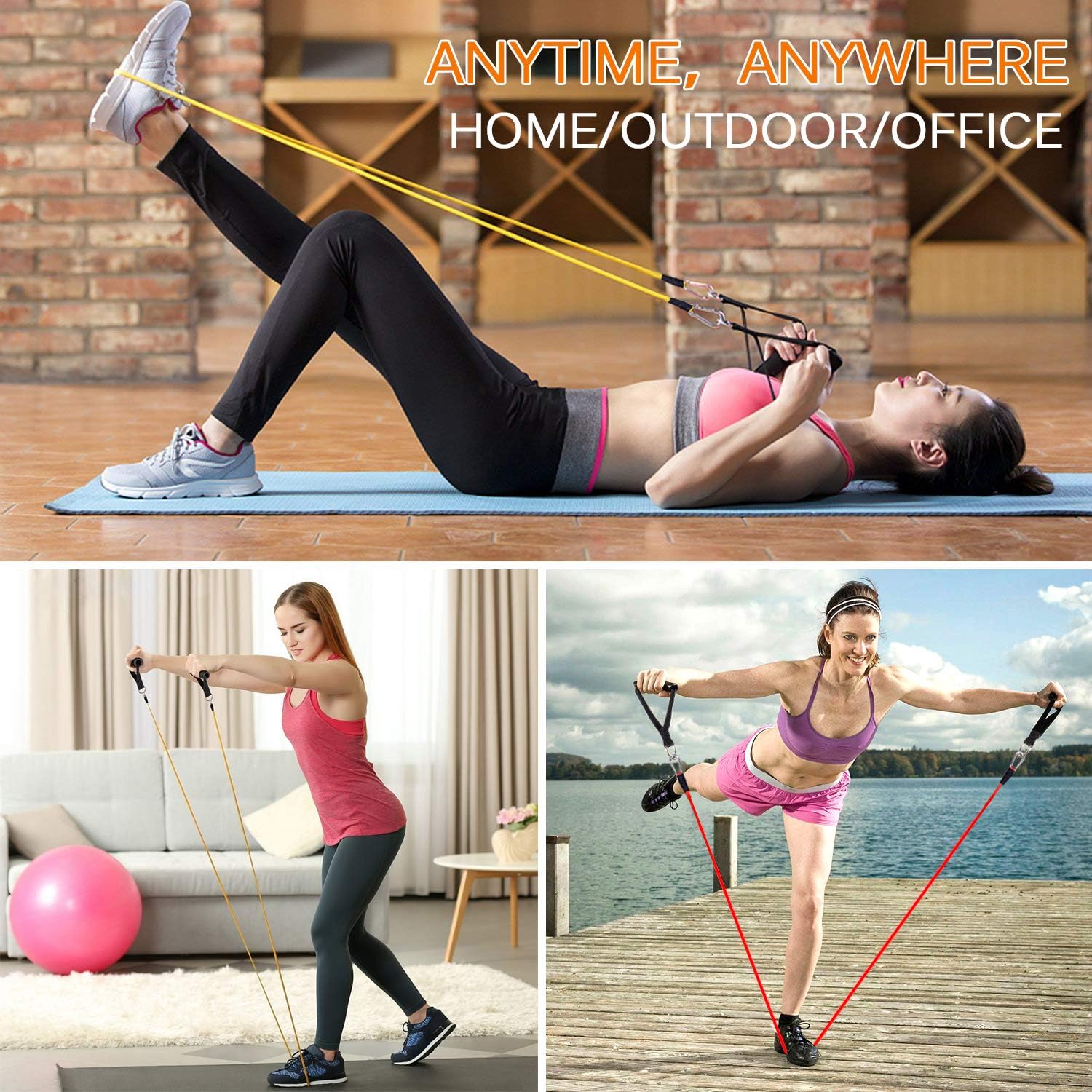 Resistance Bands Set – Strength Training Exercise Bands with Handles, Ankle Straps, Door Anchor & Carry Bag for Home & Outdoor Workouts
