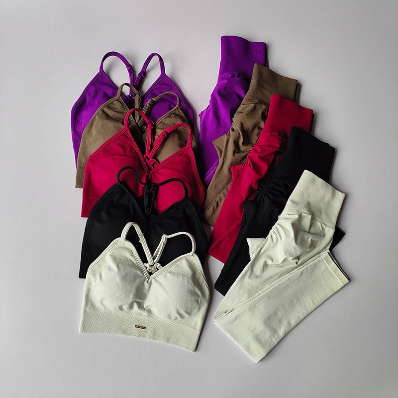 Women’s Hip-Lifting Fitness Set – V-Neck Sports Bra & Quick-Dry Leggings for Yoga, Gym & Workouts