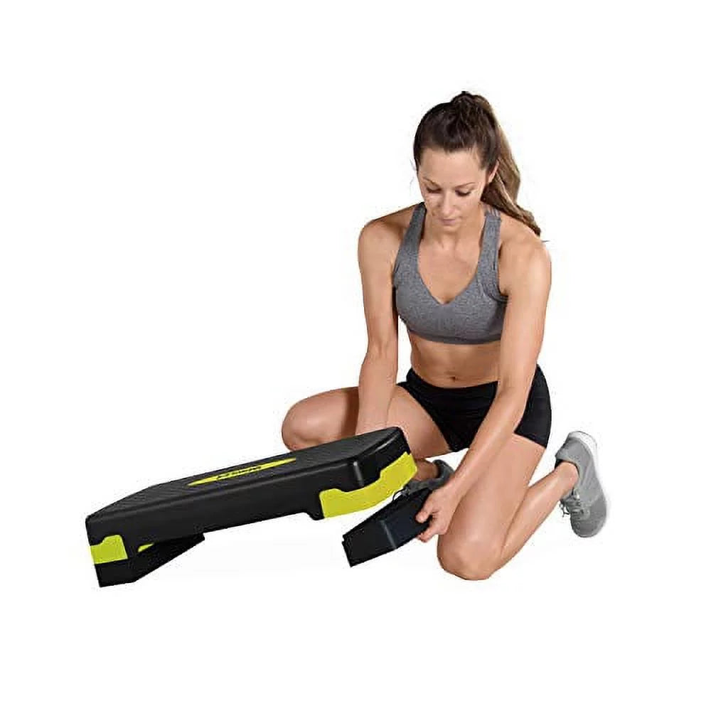 Aerobic Step Platform – Black & Yellow Exercise Stepper for Home & Gym Workouts