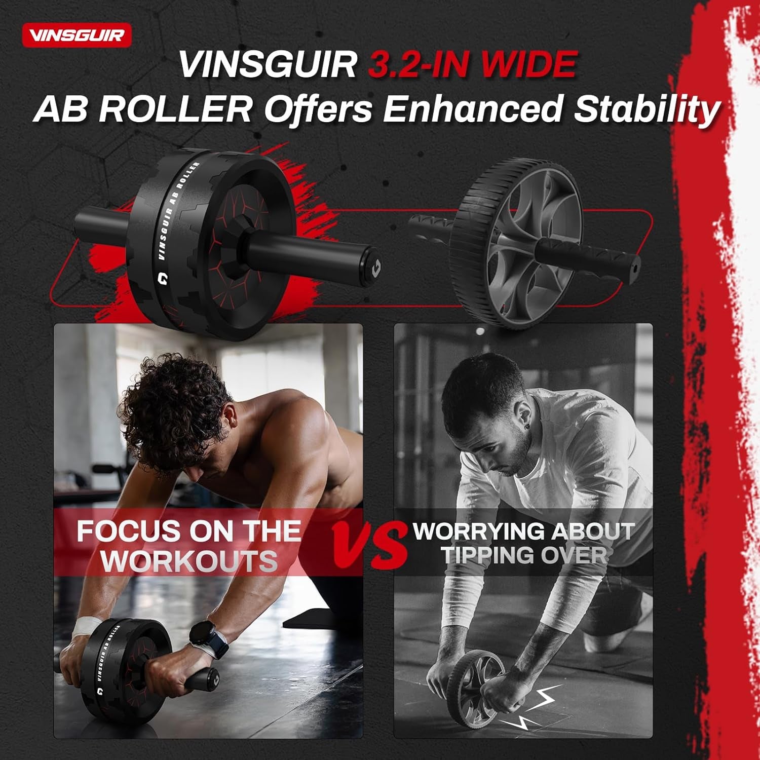 Ab Roller Wheel with Knee Pad – Core & Ab Workout Equipment for Home Gym and Full-Body Training