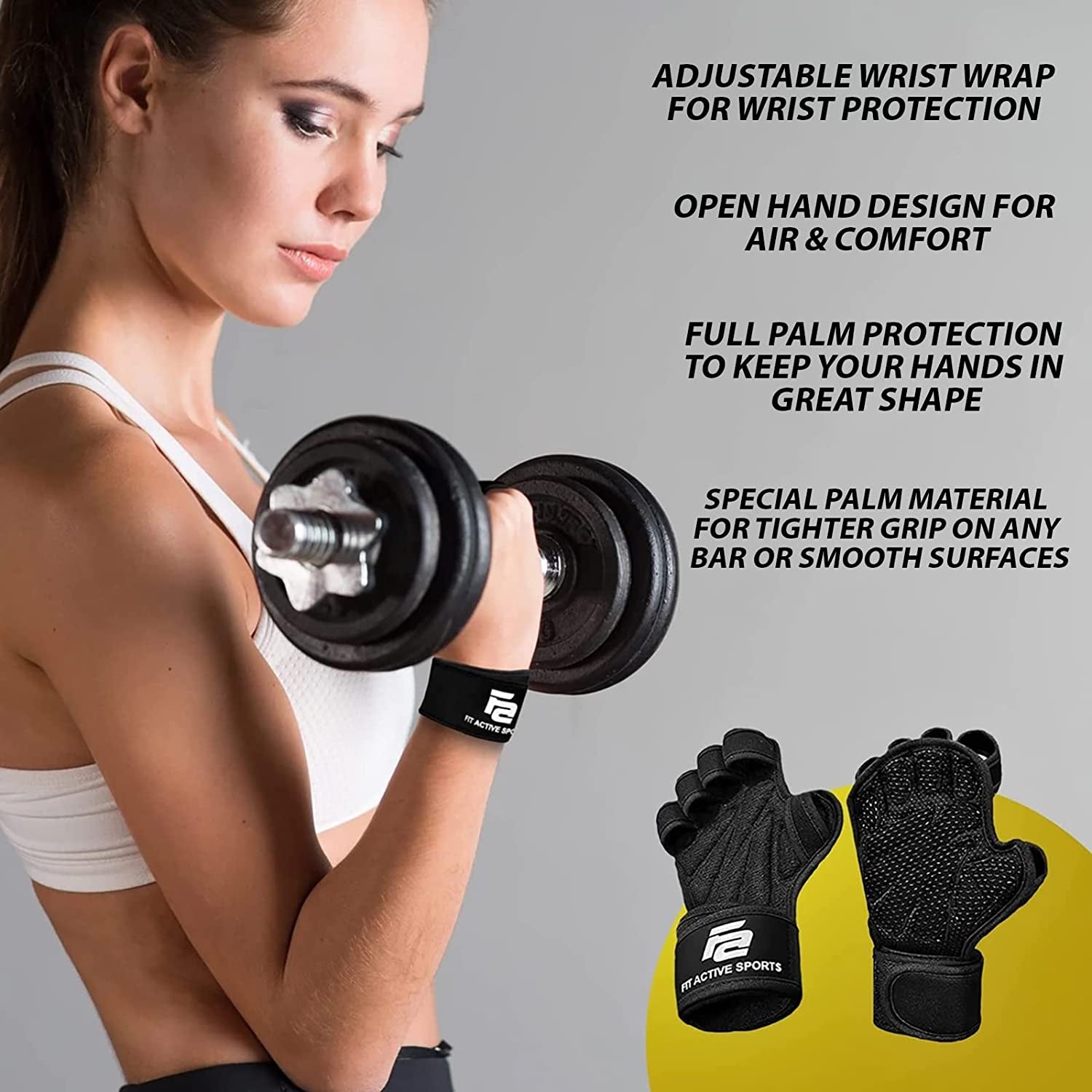 Ventilated Weight Lifting Gloves with Wrist Wraps – Gym & Cross-Training Hand Support for Men & Women